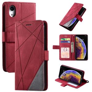 huismerk Voor iPhone XR Skin Feel Splicing Horizontal Flip Leather Case met Holder & Card Slots & Wallet & Photo Frame(Red)