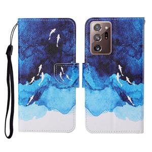 huismerk Voor Samsung Galaxy Note20 Ultra gekleurde tekening patroon horizontale flip lederen geval met houder kaart slots & portemonnee &lanyard (aquarel vi