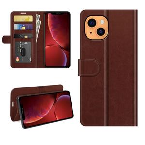 huismerk R64 Texture Single Horizontal Flip Protective Case with Holder & Card Slots & Wallet& Photo Frame for iPhone 13(Brown)