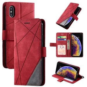 huismerk Voor iPhone XS Max Skin Voel splicing horizontale flip lederen hoes met Holder & Card Slots & Wallet & Photo Frame(Red)