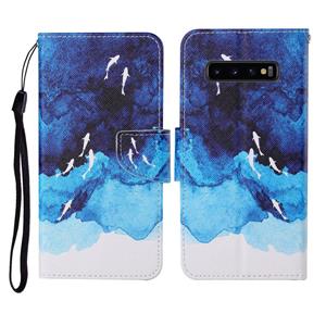 huismerk Voor Samsung Galaxy S10 gekleurde tekening patroon horizontale flip lederen geval met houder kaart slots & portemonnee &lanyard (aquarel vis)