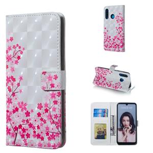 Huismerk Sakura patroon 3D horizontale Flip lederen case voor Huawei P30 lite met houder & kaartsleuven & foto frame & portemonnee
