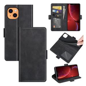 huismerk Dual-side Magnetic Buckle Horizontal Flip Leather Case with Holder & Card Slots & Wallet for iPhone 13 mini(Black)