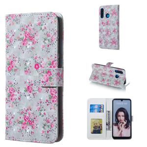 Huismerk Rose patroon 3D horizontale Flip lederen case voor Huawei P30 lite met houder & kaartsleuven & foto frame & portemonnee