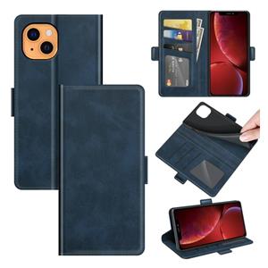 huismerk Dual-side Magnetic Buckle Horizontal Flip Leather Case with Holder & Card Slots & Wallet for iPhone 13 mini(Dark Blue)