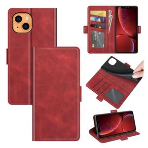 huismerk Dual-side Magnetic Buckle Horizontal Flip Leather Case with Holder & Card Slots & Wallet for iPhone 13 mini(Red)