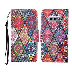 huismerk Voor Samsung Galaxy S10e gekleurde tekening patroon horizontale flip lederen hoesje met houder kaart slots & portemonnee &lanyard (Rhombus Totem)