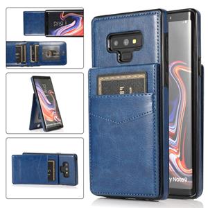 huismerk Voor Samsung Galaxy Note9 Solid Color PC + TPU Beschermhoes met houder & Card Slots (Blauw)