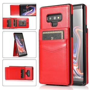 huismerk Voor Samsung Galaxy Note9 Solid Color PC + TPU Beschermhoes met houder & Card Slots (Rood)