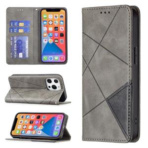 huismerk Rhombus Texture Horizontal Flip Magnetic Leather Case with Holder & Card Slots For iPhone 13 mini(Grey)