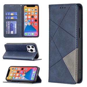 huismerk Rhombus Texture Horizontal Flip Magnetic Leather Case with Holder & Card Slots For iPhone 13 mini(Blue)