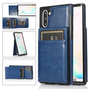 huismerk Voor Samsung Galaxy Note10 Solid Color PC + TPU Beschermhoes met houder & Card Slots (Blauw)