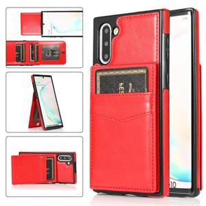 huismerk Voor Samsung Galaxy Note10 Solid Color PC + TPU beschermhoes met houder en kaartsleuven (rood)