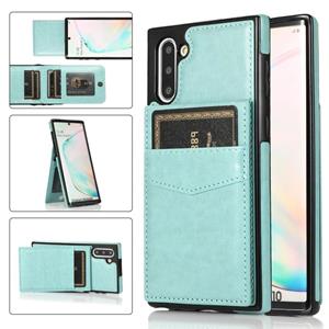 huismerk Voor Samsung Galaxy Note10 Solid Color PC + TPU beschermhoes met houder en kaartsleuven (groen)