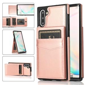 huismerk Voor Samsung Galaxy Note10 Solid Color PC + TPU Beschermhoes met houder & Card Slots (Rose Gold)