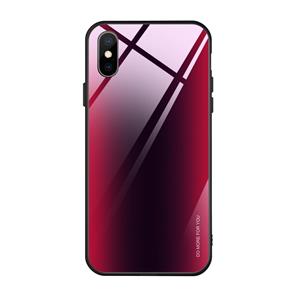 Huismerk Mocolo gradiënt kleur glas telefoon Case voor iPhone X/XS (donkerrood zwart)