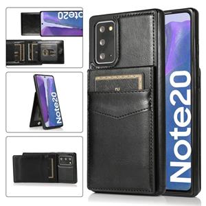 huismerk Voor Samsung Galaxy Note20 Solid Color PC + TPU Beschermhoes met houder & Card Slots (Zwart)