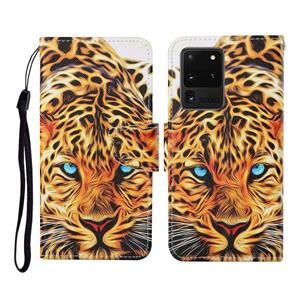 huismerk Voor Samsung Galaxy S20 Ultra gekleurde tekening patroon horizontale flip lederen geval met houder kaart slots & portemonnee &lanyard (gele luipaard