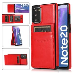 huismerk Voor Samsung Galaxy Note20 Solid Color PC + TPU Beschermhoes met houder & Card Slots (Rood)