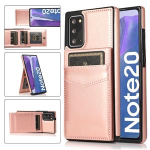 huismerk Voor Samsung Galaxy Note20 Solid Color PC + TPU Beschermhoes met houder & Card Slots (Rose Gold)