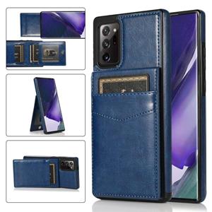 huismerk Voor Samsung Galaxy Note20 Ultra Solid Color PC + TPU Beschermhoes met houder & Card Slots (Blauw)