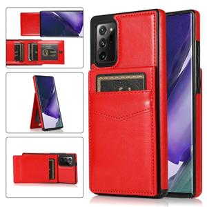 huismerk Voor Samsung Galaxy Note20 Ultra Solid Color PC + TPU Beschermhoes met houder & Kaartsleuven (Rood)