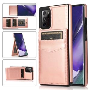 huismerk Voor Samsung Galaxy Note20 Ultra Solid Color PC + TPU Beschermhoes met houder & Card Slots (Rose Gold)