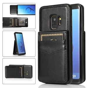 huismerk Voor Samsung Galaxy S9 Solid Color PC + TPU beschermhoes met houder en kaartsleuven (zwart)