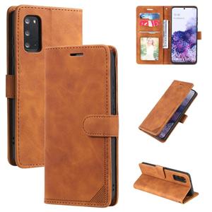 huismerk Voor Samsung Galaxy S20 Skin Feel Anti-Diefstal Borstel Horizontale Flip Leren Telefoonhoes (Brown)