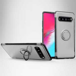 huismerk Magnetische 360 graden rotatie ring Armor beschermende case voor Galaxy S10 5G (zilver)