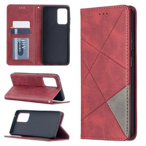 huismerk Voor Samsung Galaxy A52 5G Prismatic Invisible Invisible Horizontal Flip Leather Case met houder & Card Slots & Photo Frame (Rood)