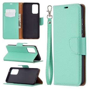 huismerk Voor Samsung Galaxy A72 5G Litchi Textuur Pure Kleur Horizontale Flip PU Lederen Case met Houder & Card Slots > Portemonnee > Lanyard (Groen)