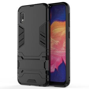 huismerk Schokbestendige PC + TPU Case voor Galaxy A10e met houder (zwart)