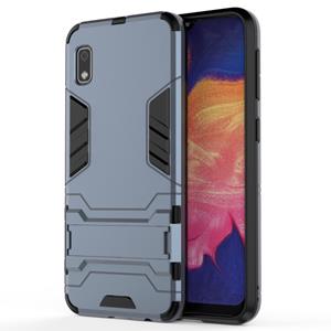 huismerk Schokbestendige PC + TPU Case voor Galaxy A10e met houder (marineblauw)