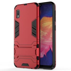 huismerk Schokbestendige PC + TPU Case voor Galaxy A10e met houder (rood)