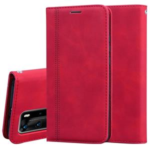 Huismerk Voor Huawei P40 Pro Frosted Business Magnetic Horizontal Flip PU Leather Case met Holder & Card Slot & Lanyard(Red)