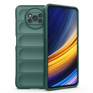 huismerk Voor Xiaomi Poco X3 NFC Magic Shield TPU + Flanel Phone Case (Dark Green)