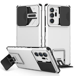 huismerk For Samsung Galaxy Note20 Ultra Stereoscopic Holder Sliding Camshield Phone Case(White)