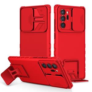 huismerk For Samsung Galaxy Note20 Ultra Stereoscopic Holder Sliding Camshield Phone Case(Red)