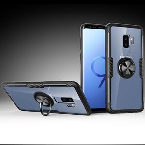 huismerk Krasvast TPU + acryl ring beugel beschermhoes voor Galaxy S9 plus (zwart)