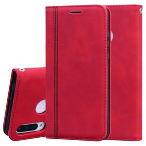 Huismerk Voor Huawei P30 Lite Frosted Business Magnetic Horizontal Flip PU Leather Case met Holder & Card Slot & Lanyard(Red)