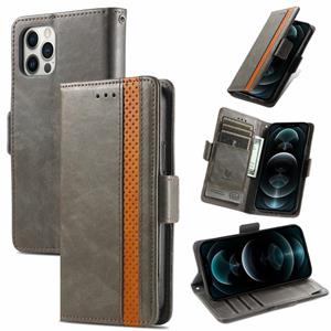 huismerk Caseeno Business Splicing Dual Magnetic Buckle Horizontale Flip PU Lederen Case met Houder & Card Slots & Portemonnee voor iPhone 13 Pro