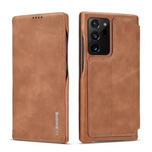 lc.imeeke Voor Samsung Galaxy Note20 Ultra LC. IMEEKE Hon Ancient Series Horizontale Flip Lederen Kast met Holder & Card Slot(Bruin)