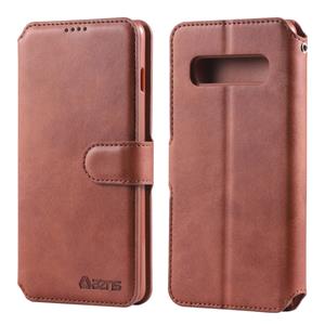 Voor Galaxy S10 plus AZNS kalf textuur magnetische horizontale Flip PU lederen draagtas met houder & kaartsleuven & fotolijstjes (bruin)