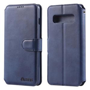 Voor Galaxy S10 plus AZNS kalf textuur magnetische horizontale Flip PU lederen draagtas met houder & kaartsleuven & fotolijstjes (blauw)