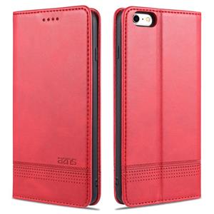 AZNS Magnetic Calf Texture Horizontale Flip Lederen case met kaartslots & portemonnee voor iPhone 6(Rood)