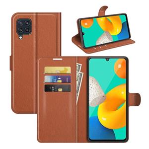 huismerk For Samsung Galaxy M32 Litchi Texture Horizontal Flip Protective Case with Holder & Card Slots & Wallet(Brown)