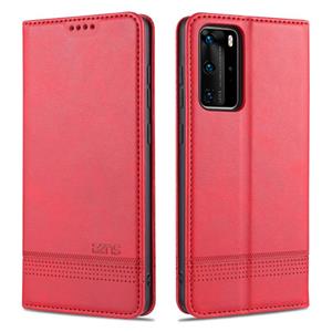 AZNS Voor Huawei P40 Pro  Magnetic Calf Texture Horizontale Flip Lederen case met kaartslots & portemonnee(rood)
