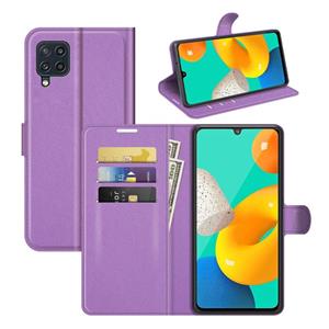 huismerk Voor Samsung Galaxy M32 Litchi Texture Horizontale Flip Beschermhoes Met Houder & Card Slots & Portemonnee (Paars)