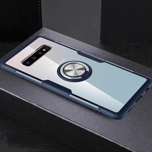 huismerk Krasbestendige TPU + acryl ring beugel beschermhoes voor Galaxy S10 Pro (navy blauw)